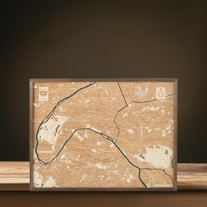 Parijs, 3D houten wandkaart 81 x 61 cm. Handgemaakt van natuurlijk hout.