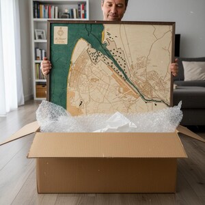 Le Touquet-Paris-Plage 76 x 76 cm, unikatowa trójwymiarowa mapa ścienna wykonana z drewna, składana ręcznie,