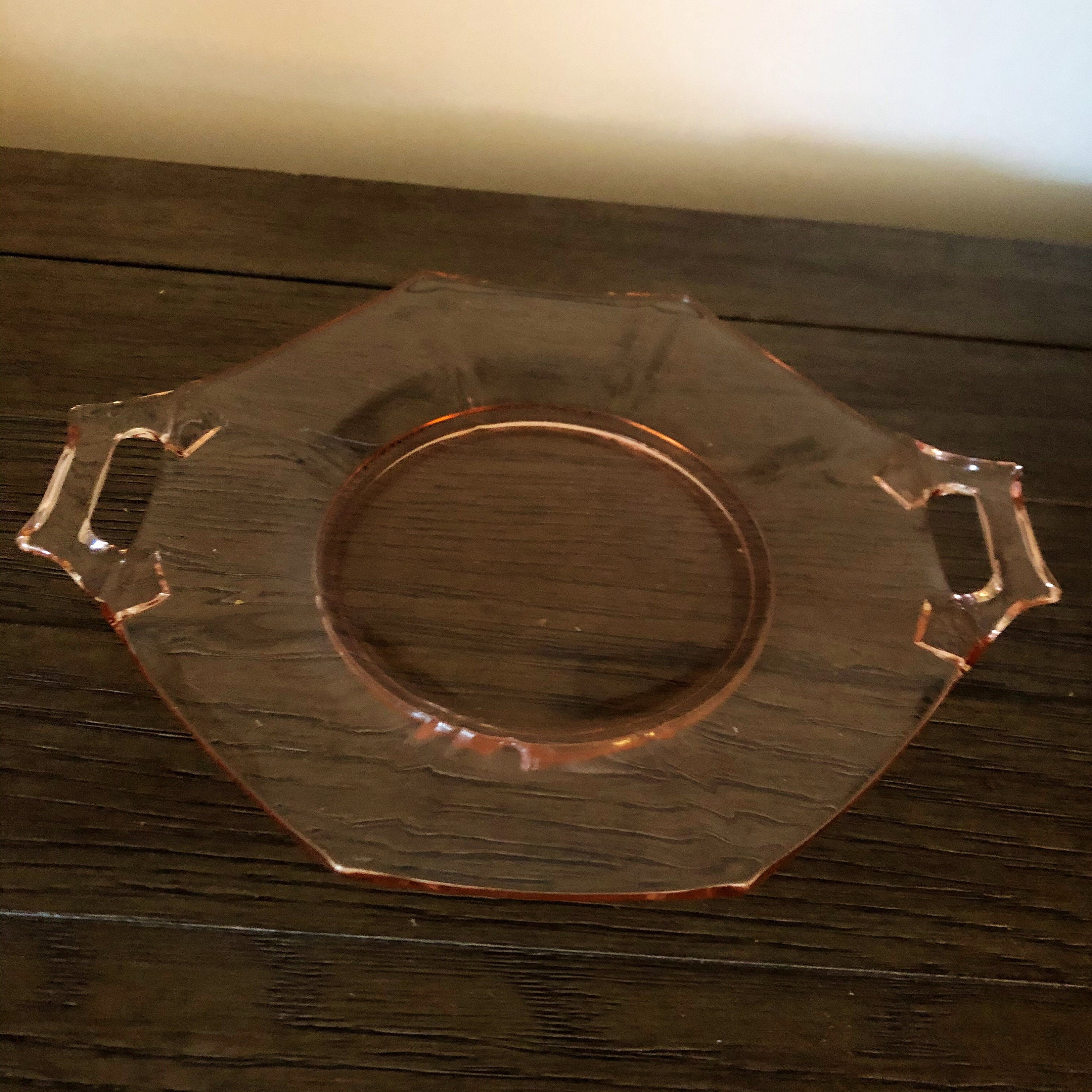 Vintage Pink Depression Glass Plate With Handles Etsy