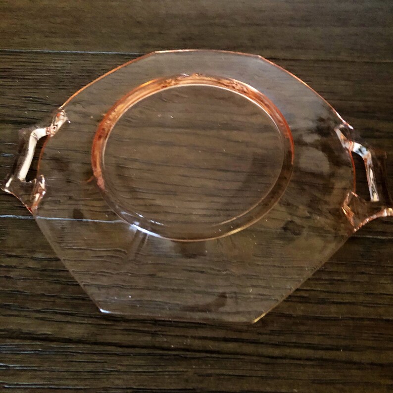 Vintage Pink Depression Glass Plate With Handles Etsy