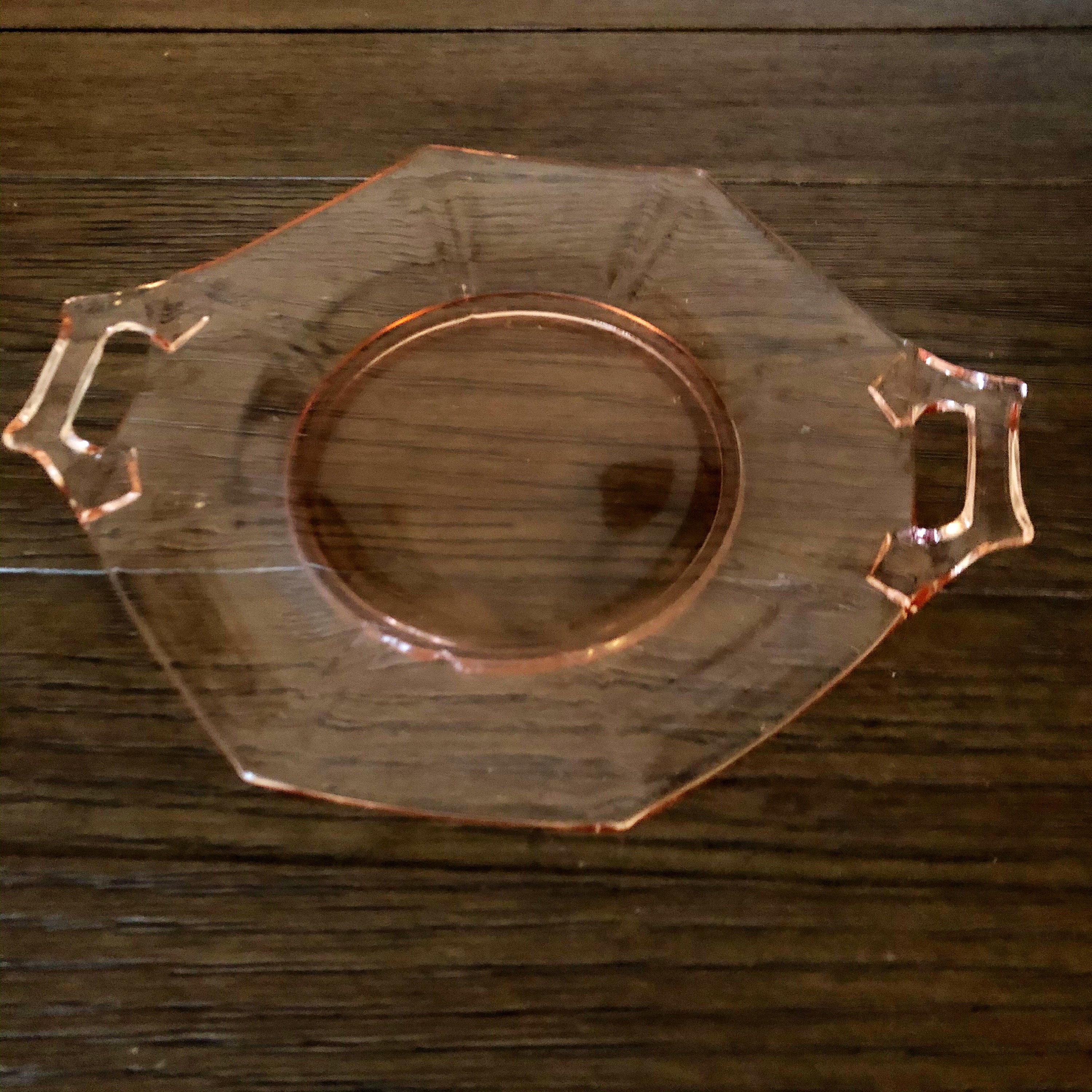 Vintage Pink Depression Glass Plate With Handles Etsy