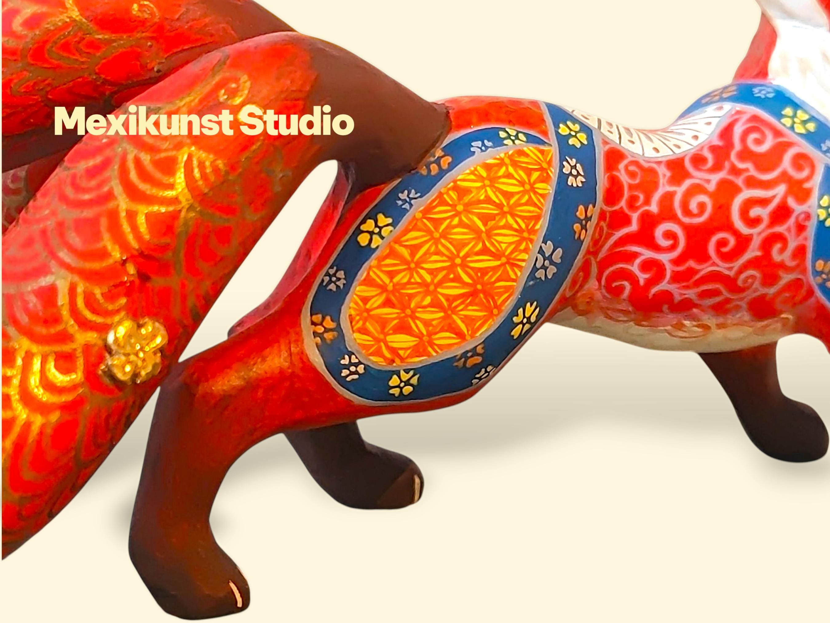 Majestic Kitsune Fox in Alebrije Style- Oaxacan Wood Carving