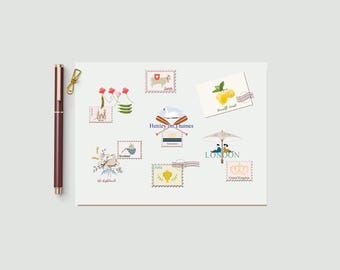 Artist Designed Travel Stamp Note Cards | Europe, UK, Scotland, Italy | Set of 10