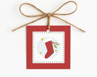 Gift Tags | Christmas Stocking | Set of 10 | Artist Designed