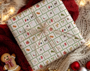 Wrapping Paper | Christmas Stamps | Set of 5 | Artist Designed