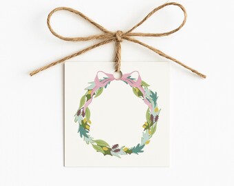 Gift Tags | Christmas Wreath Gift Tag Coordinate | Set of 10 | Artist Designed