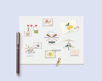 Travel Inspired Blank note cards |  Set of 5 | Artist Designed