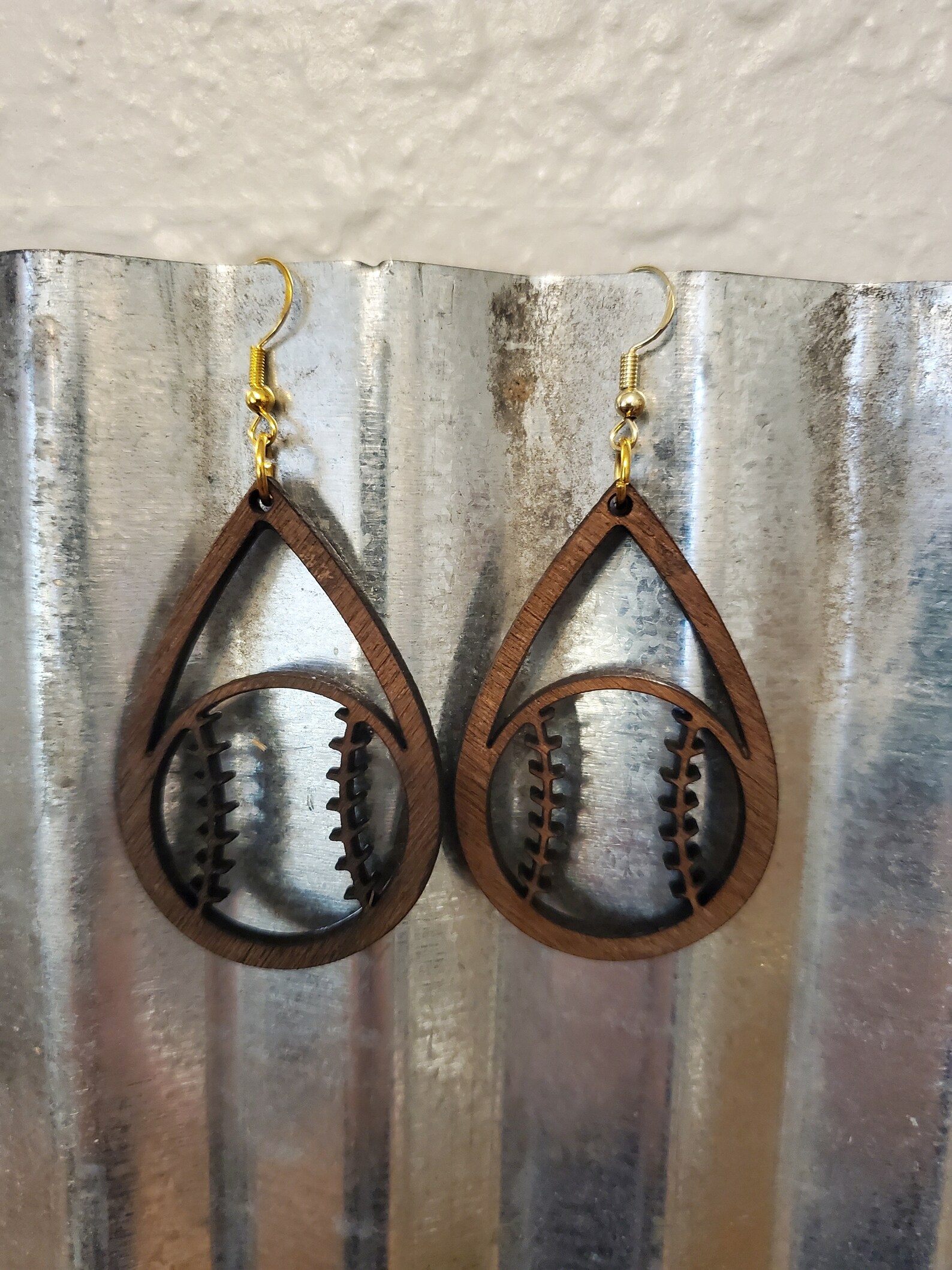 Wood Baseball Earrings Etsy