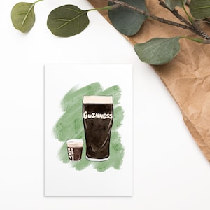pinte et Baby Stout Cartes Postales | Shot de stout irlandaise et de liqueur de café | Décoration de bar | Cadeau de fête | Décoration murale pub