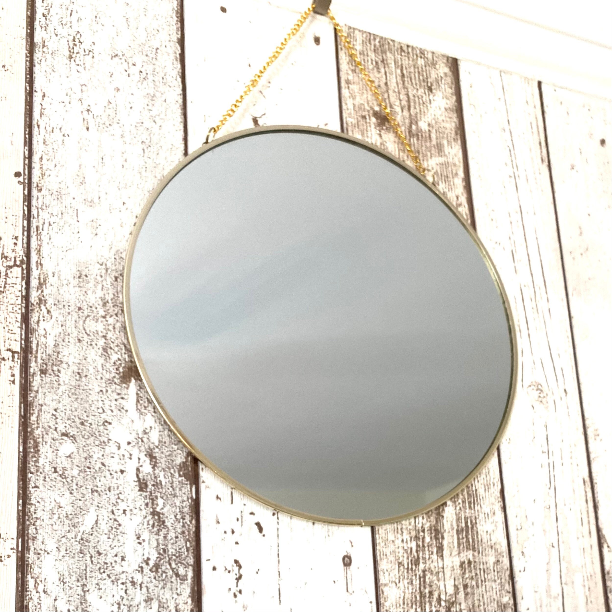 Espejo personalizado. Espejo colgante de cadena en oro con | Etsy