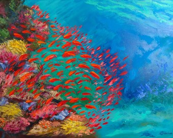 Coral Reef Painting Etsy