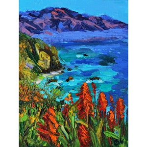 Laguna Beach Oil Painting: California Seascape Impasto Art (8x12)