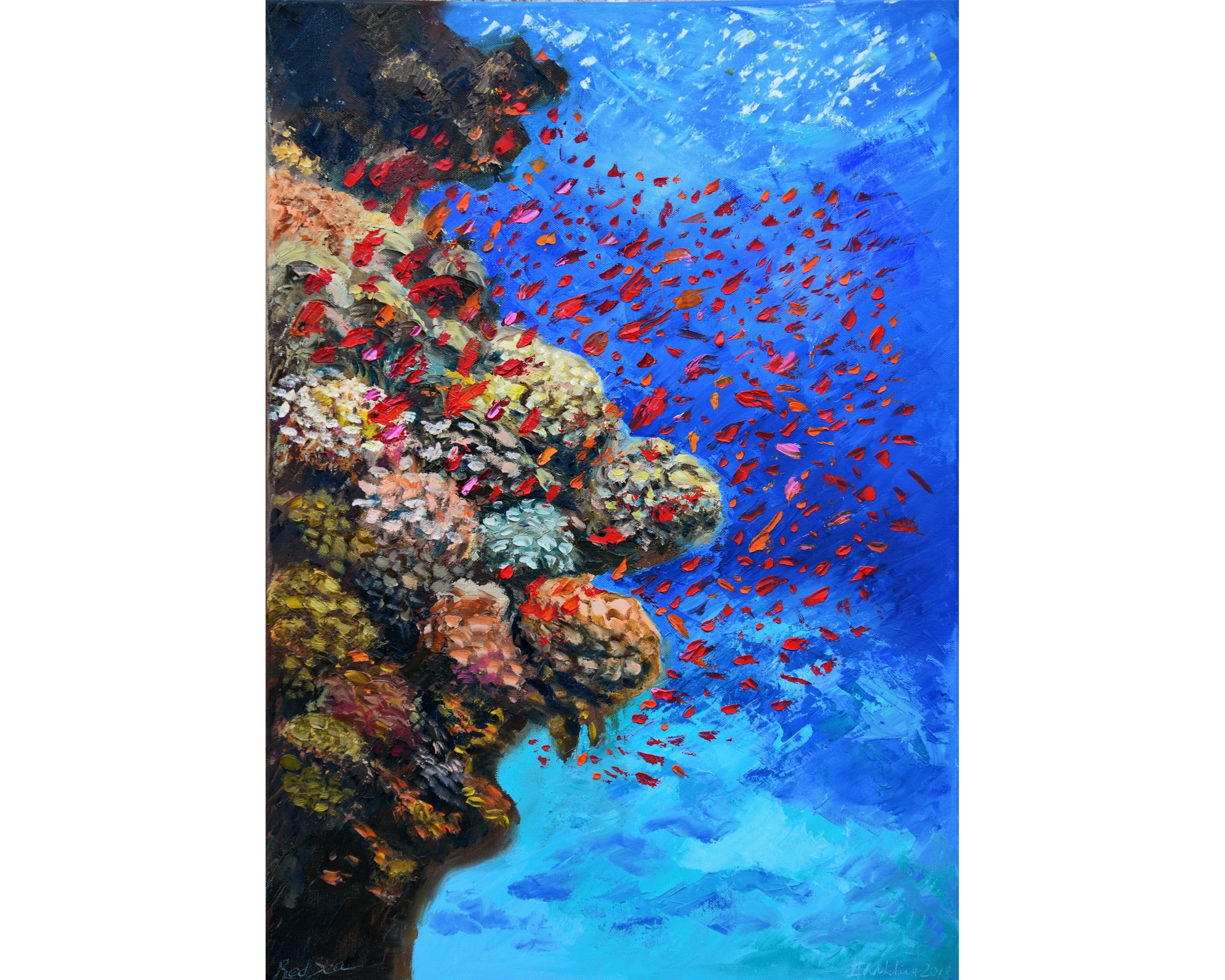 Coral Reef Underwater Painting Original Art Marine Animals Ocean