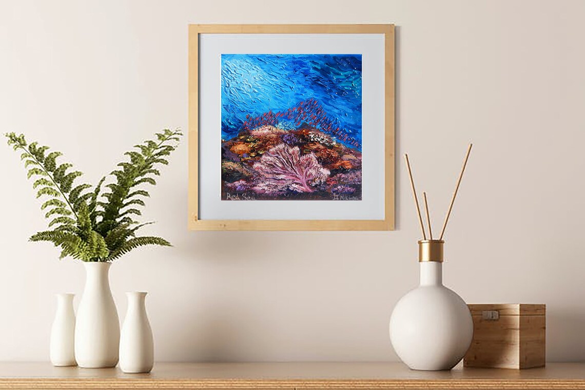 Pink Coral Painting Original Art Coral Reef Artwork Animal Art | Etsy