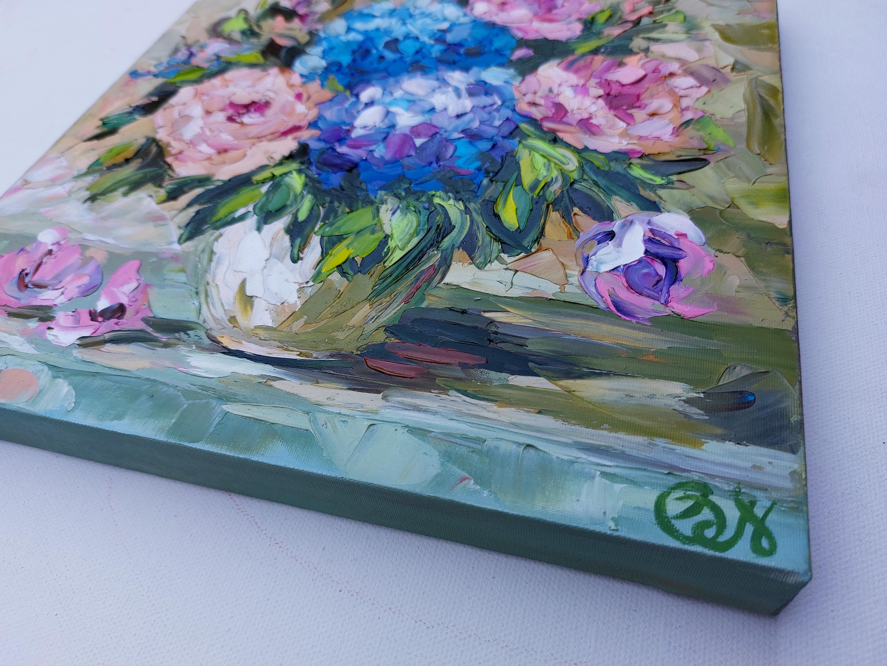 Hydrangea Painting Flowers Original Floral Oil Impasto Art, 10x10" by ...