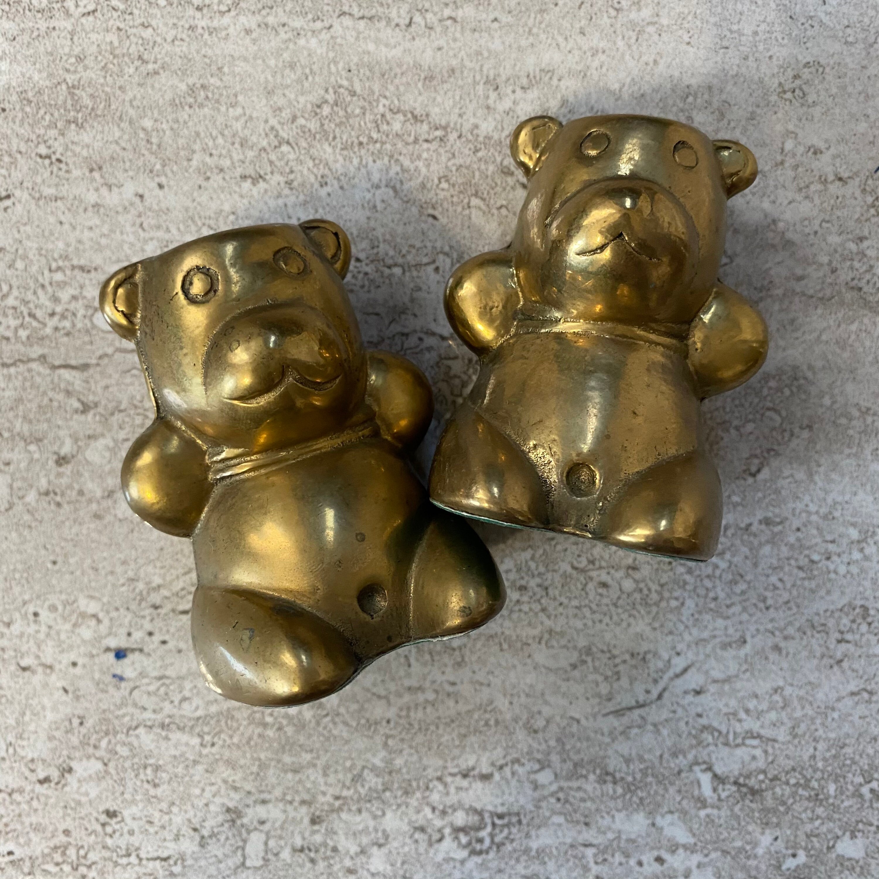 Set of 2 Vintage Brass Teddy Bear 2.5 Candlestick Holders Etsy