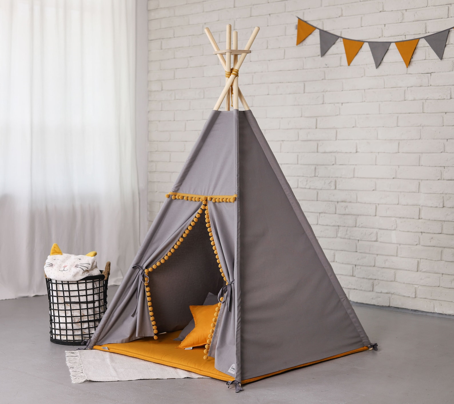 Grey Teepee With Mustard Details Kekata TAMBOO Tipi TAMBOO Etsy