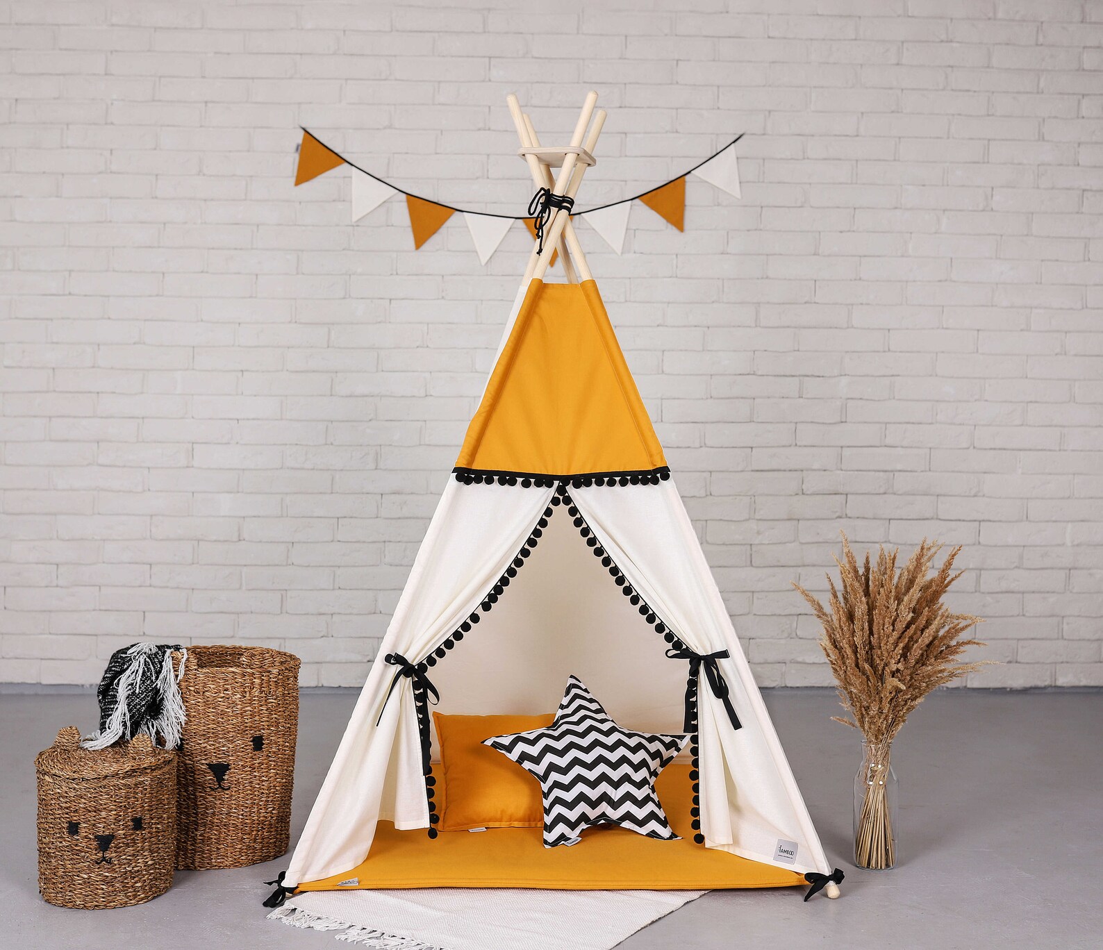 Ecru Teepee With Mustard/black Details Kokoum TAMBOO Tipi Etsy