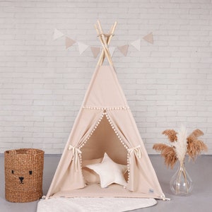 Beige teepee, Teepee tent, Gift for kids, Teepee tent for kids, High quality, Handmade, Boho