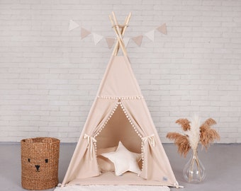 Beige teepee, Teepee tent, Gift for kids, Teepee tent for kids, High quality, Handmade, Boho