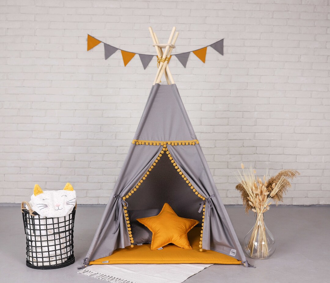 Grey Teepee With Mustard Details Kekata TAMBOO Tipi TAMBOO Etsy