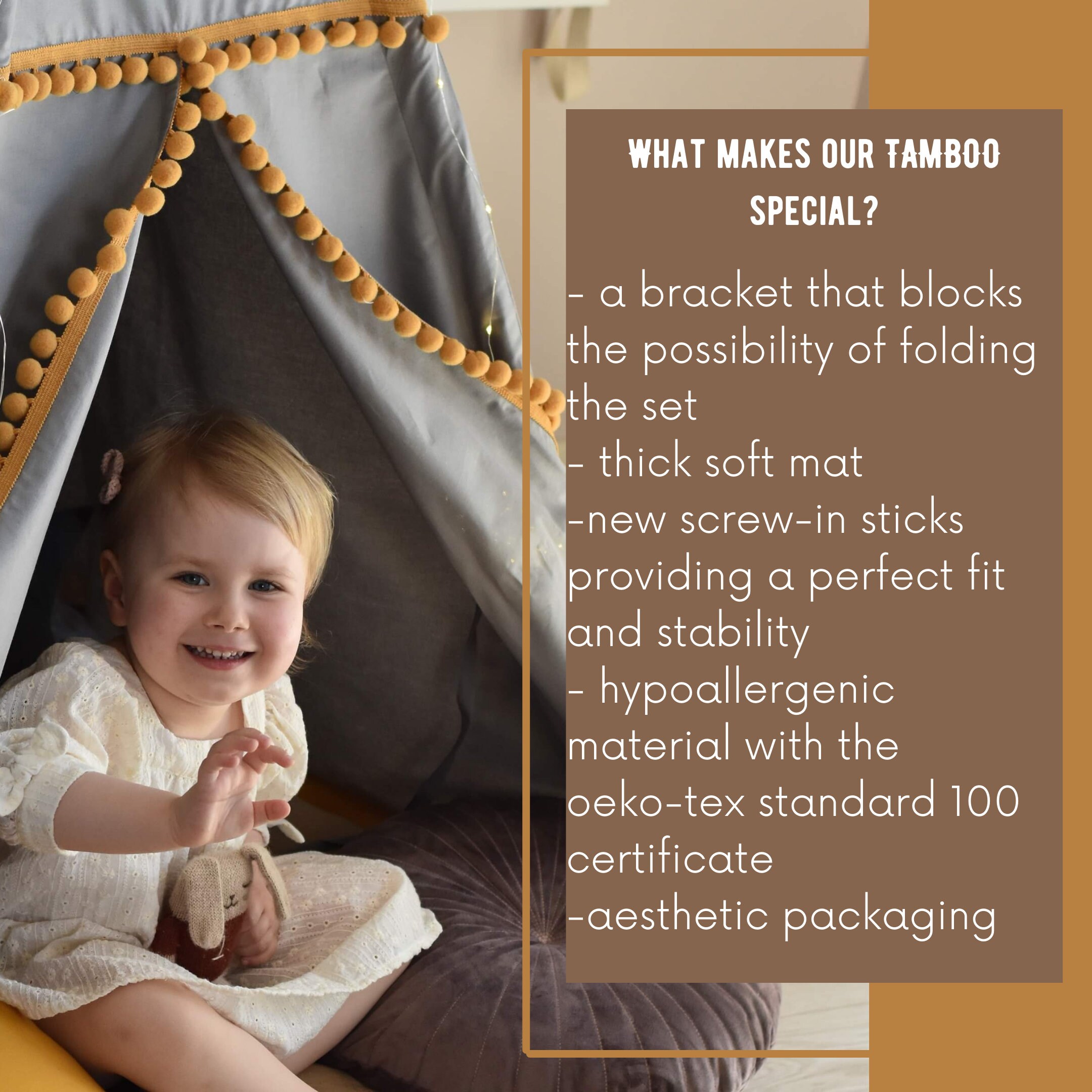 Grey Teepee With Mustard Details Kekata TAMBOO Tipi TAMBOO Etsy