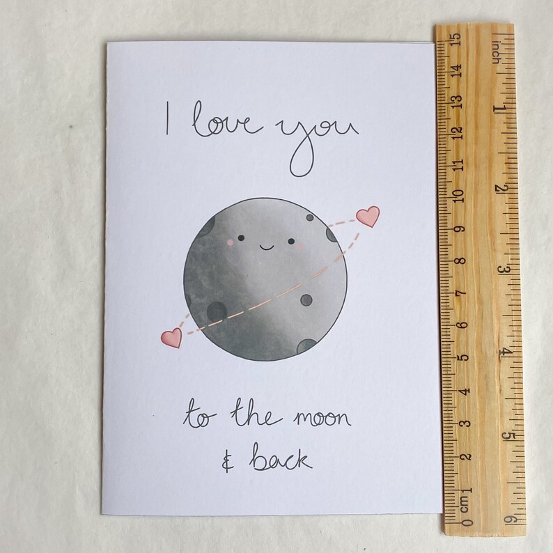 Handmade Eco Friendly Recycled Cards Puns Retro Love Valentines Cosmology Astrology Anniversary I Love You To The Moon And Back