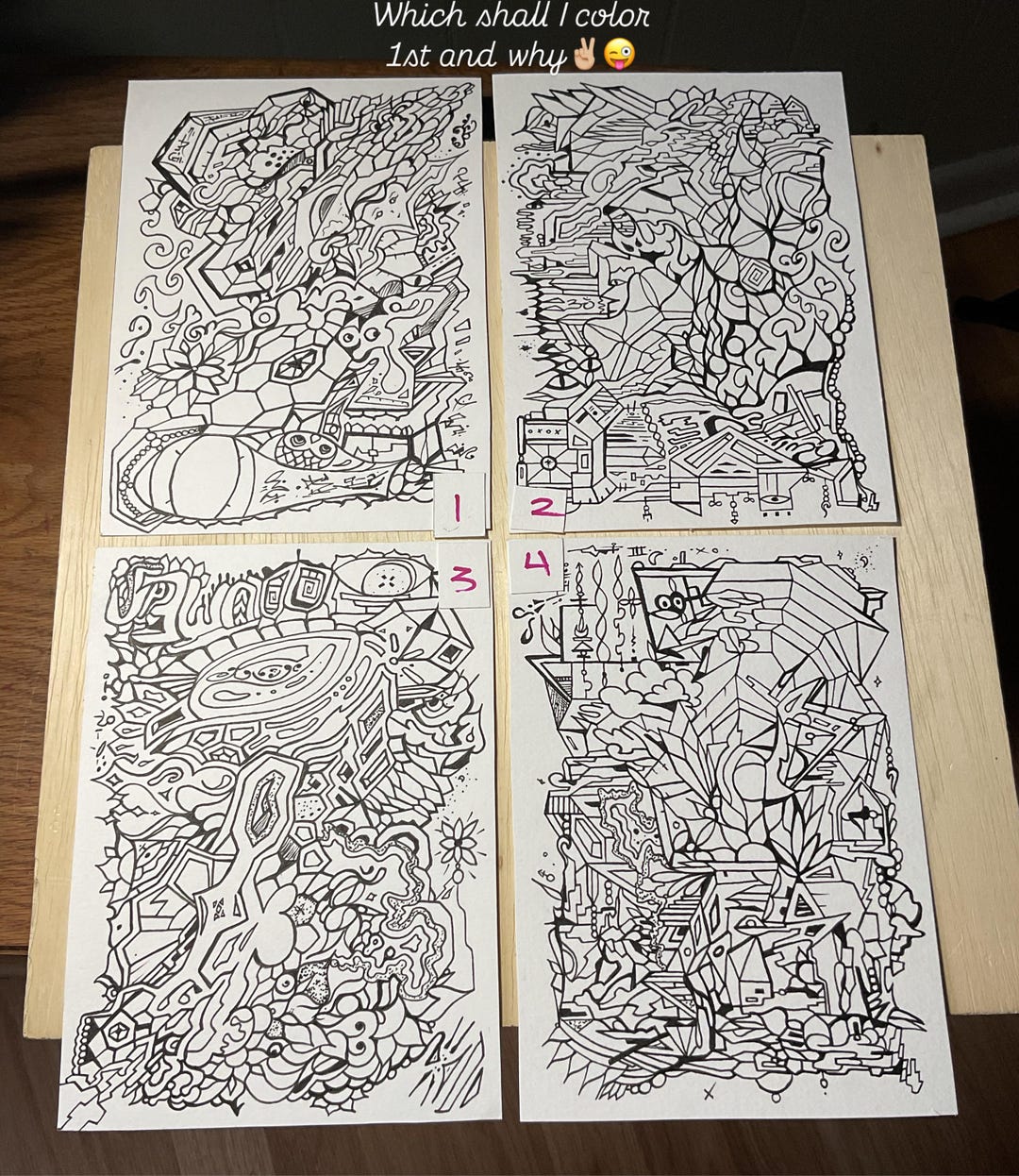 Coloring Page Original Art 5x7 Cardstock and Ink - Etsy