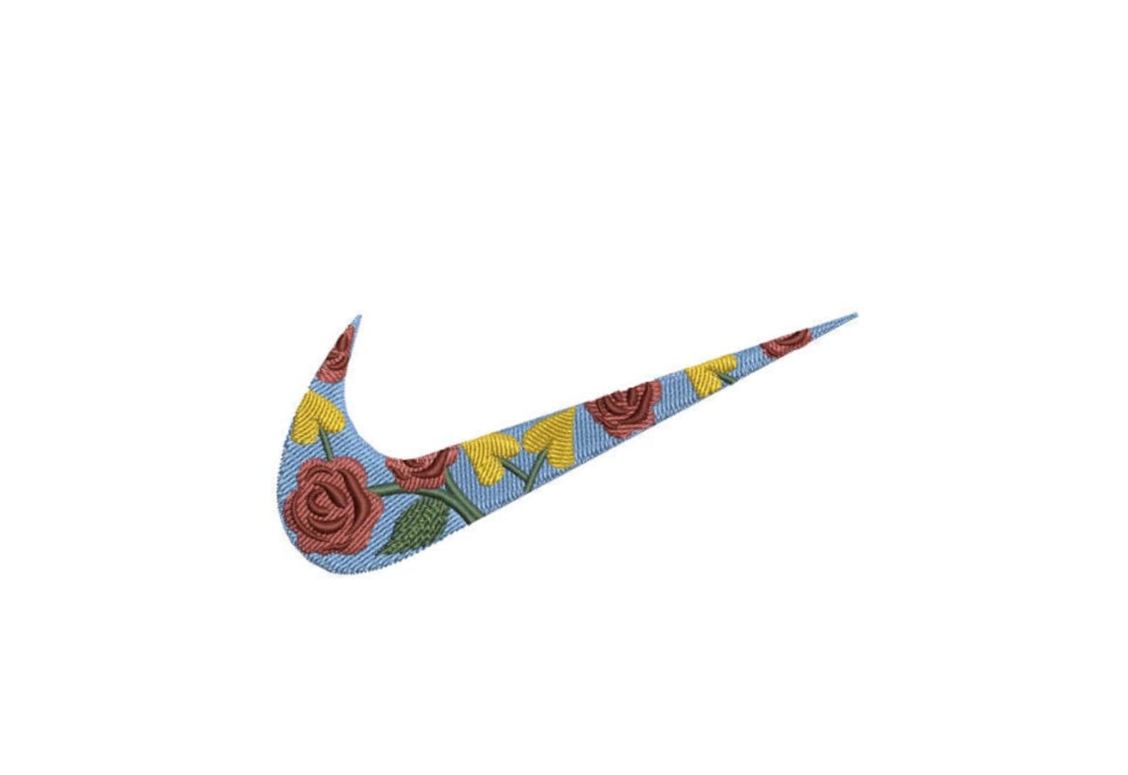 Nike Flower Embroidery File Flower Nike File Colorful File Etsy