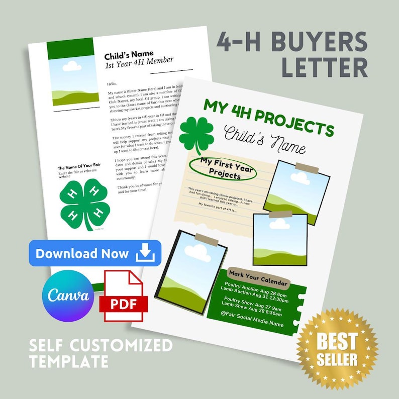 4H Buyers Letter Template for Market Project Auction Custom Editable