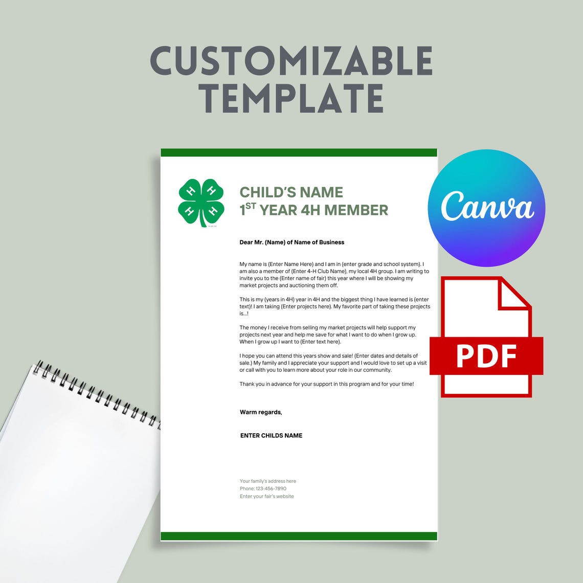 4H Buyers Letter Template for Market Project Auction Custom Editable