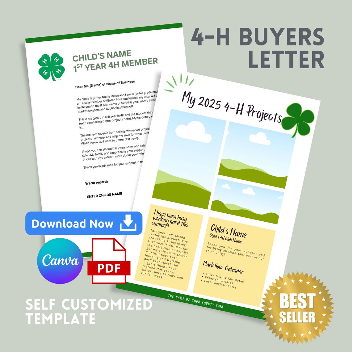 4H Buyers Letter Template for Market Project Auction Custom Editable