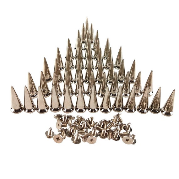50PCS Silvery Cone Spikes Metallic Screw Back Studs DIY Craft Cool Rivets  Punk 10 X 25mm by CSPRING