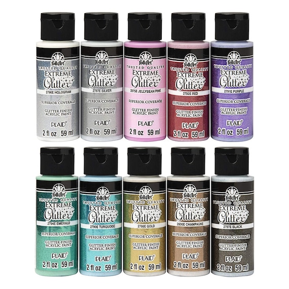 Extreme Glitter Acrylic Craft Paint Set Formulated to Be Non-toxic and  Designed for Beginners and Artists, Ten 2 Oz Bottles, 20 Fl Oz 