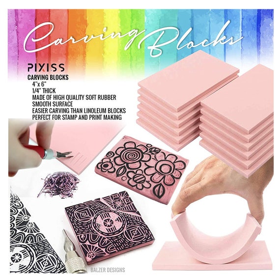 Rubber Block Stamp Carving Blocks Stamp Making Kit With Cutter