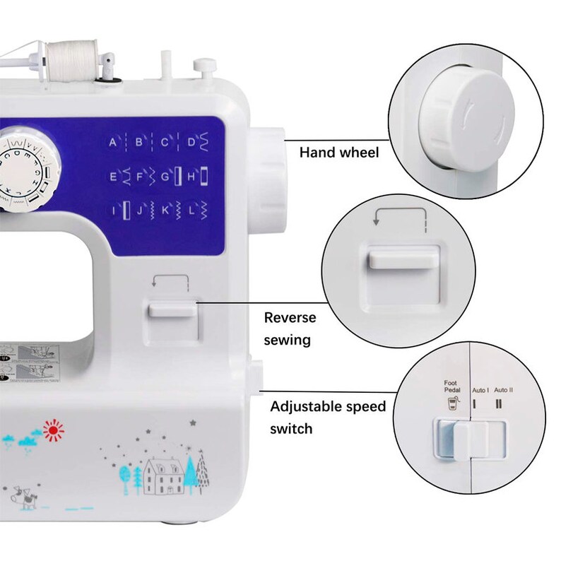 Luby Sewing Machine for Beginners With 12 Stitches and Free Etsy