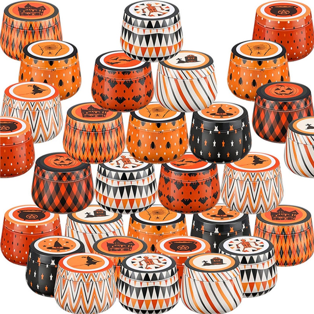 36 Pieces Halloween Candle Tin Cans Candle Jars With Lids Salve Tins, 2