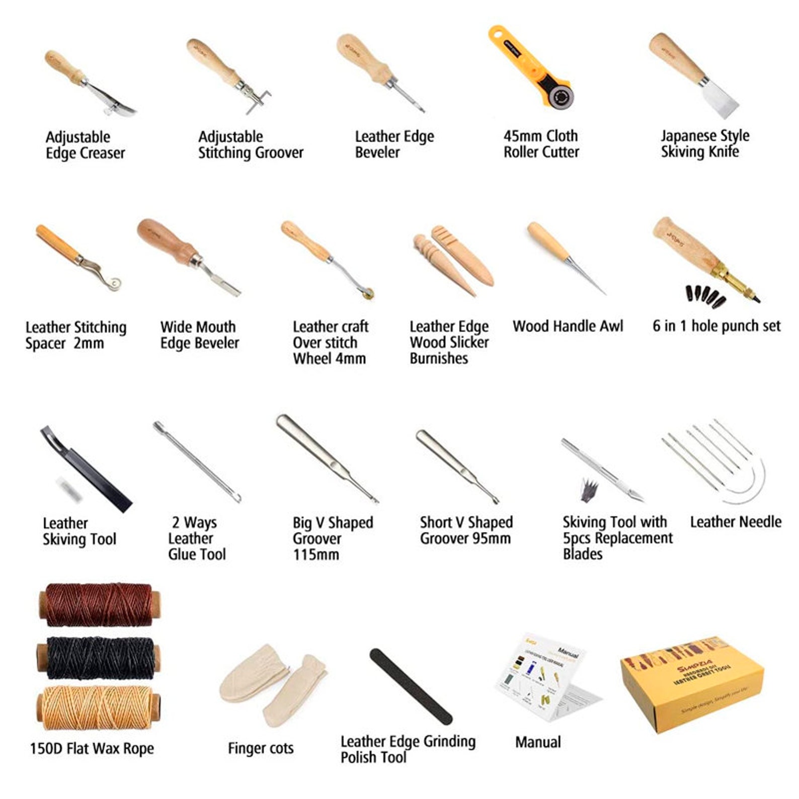 Leather Craft Tool SIMPZIA 35 Pieces Leather Sewing Tools Kit Etsy UK