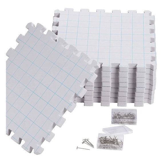 Blocking Mats for Knitting & Crochet 9 Pack With 200 T Pins and Storage Bag  12.5 In 