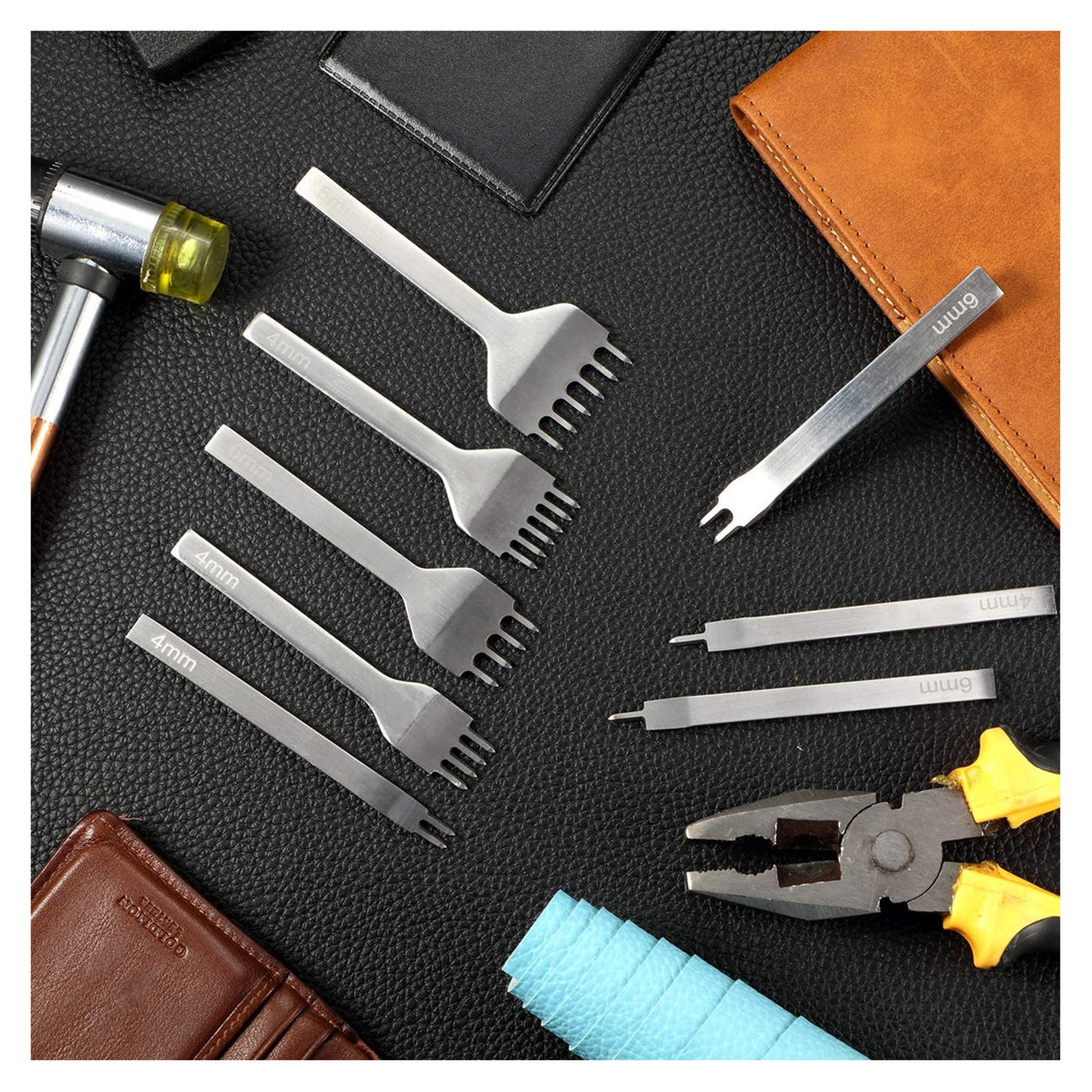 8 Pieces Leather Chisel Set 4 Mm and 6 Mm 1/2/4/6 Prong Metal Etsy UK