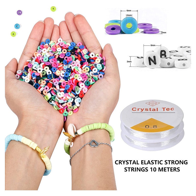 8500+ Pcs Clay Beads Bracelet Making Kit Round Flat Beads Polymer Clay  Beads Set