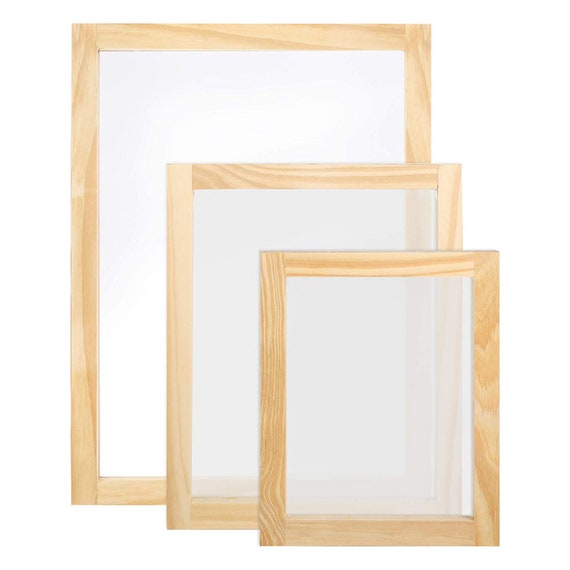 3 Pieces 3 Size Wood Silk Screen Printing Frame With Mesh for 