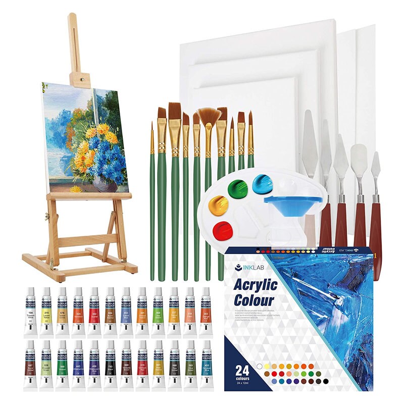 48pc Deluxe Painting Kits for Adults - Includes Adjustable Wood