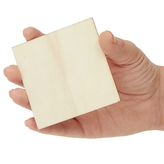 60 Pack Unfinished Wood Squares for Crafts Bulk Wooden Tiles 