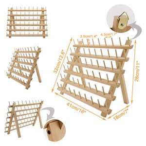 60 Spools Wooden Thread Rack/thread Holder Organizer With - Etsy