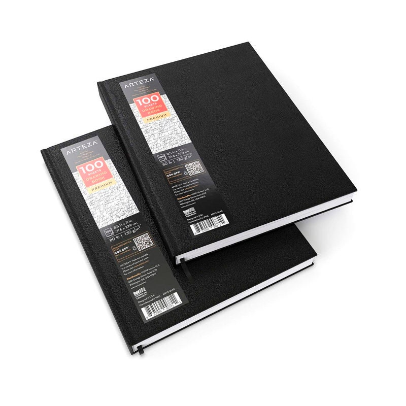 Spiral-Bound Scrapbook, 8.5 x 11, 40 Black Sheets by Arteza