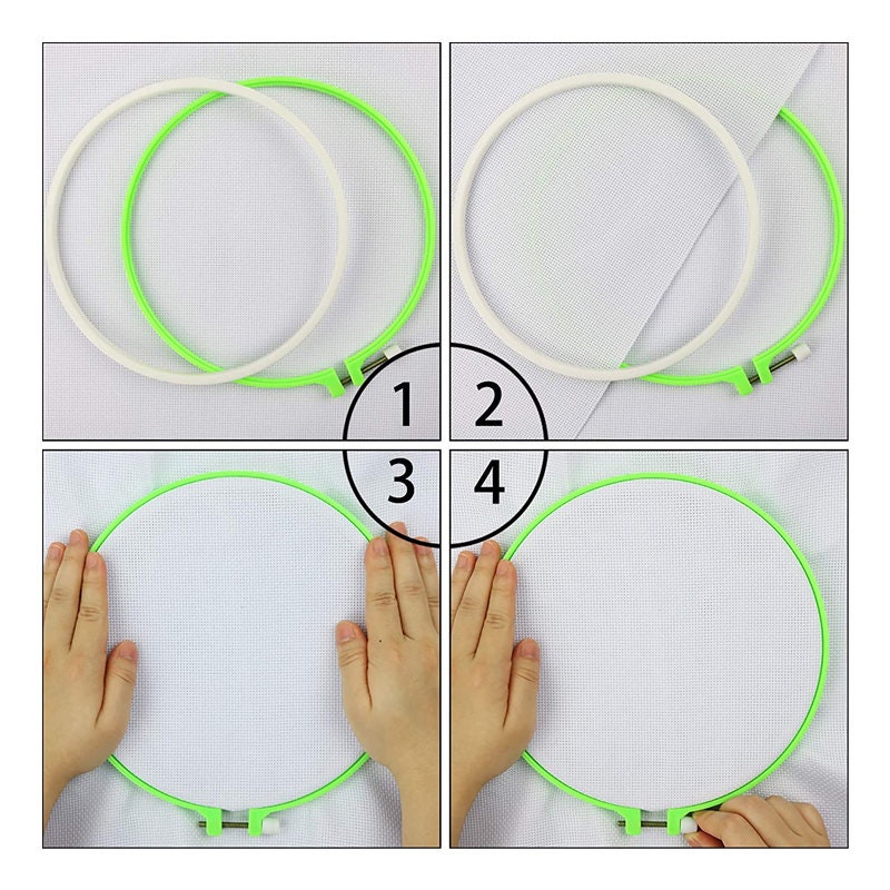 6 Pieces Embroidery Hoop Set Plastic Circle Cross Stitch Hoop Ring 3.7 Inch  to 12.6 Inch for Embroidery and Cross Stitch -  Denmark
