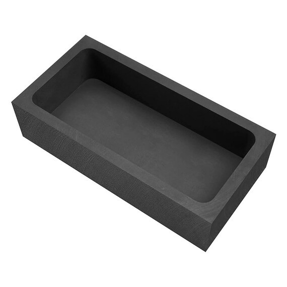 2 Pieces Graphite Ingot Mould Crucible Mould for Casting Gold Silver Metal  Aluminum Copper Brass Melting Refining (4 x 2 x 1 Inch)
