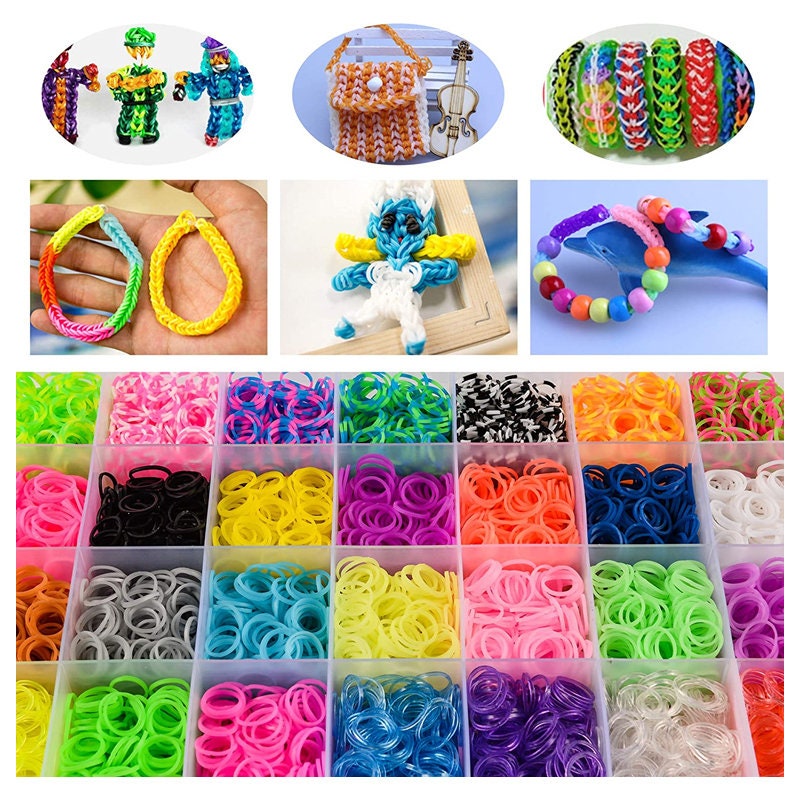  MUDO NEST 11,860+ Rubber Bands Refill Set: 11,000 Loom Bands,  500 Clips, 210 Beads, 46 Charms, Bracelet Making Kit for Kids : Arts,  Crafts & Sewing