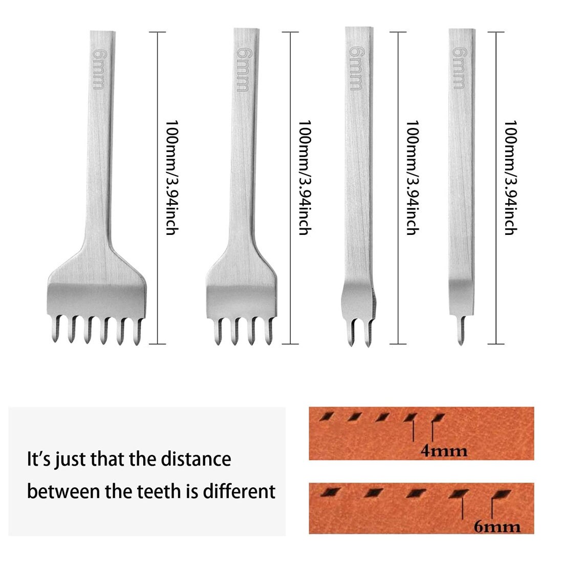 8 Pieces Leather Chisel Set 4 Mm and 6 Mm 1/2/4/6 Prong Metal Etsy UK
